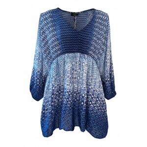 Romeo & Juliet blue geometric print tunic.